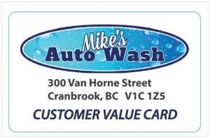 Mike's Auto Wash's Customer Value Card which offers volume discounts on a re-loadable card